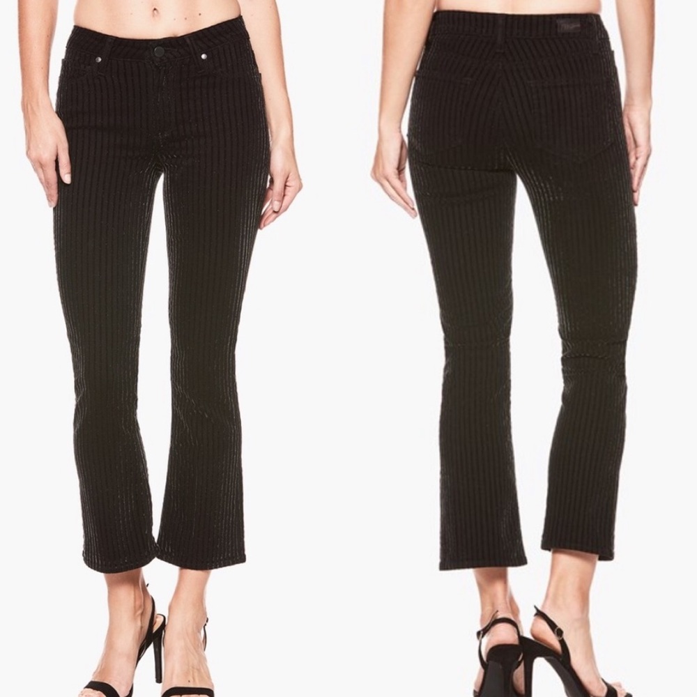 PAIGE-Colette High Waisted Crop Flare Velvet Pants